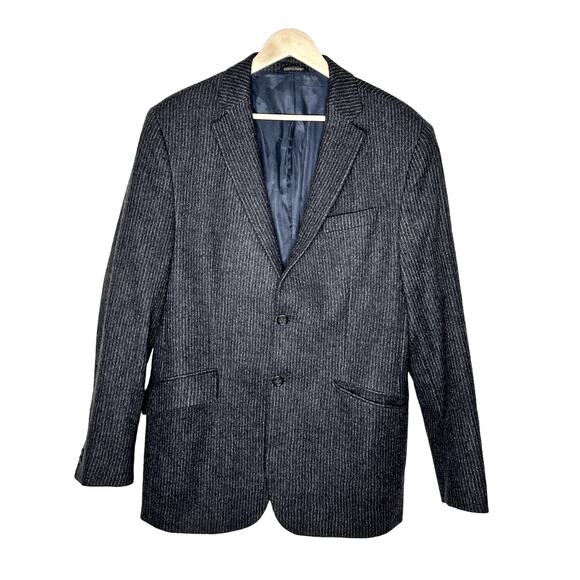 Banana Republic Men's 42R Italian Wool $420 Blazer Charcoal Gray Striped Jacket - Picture 2 of 8